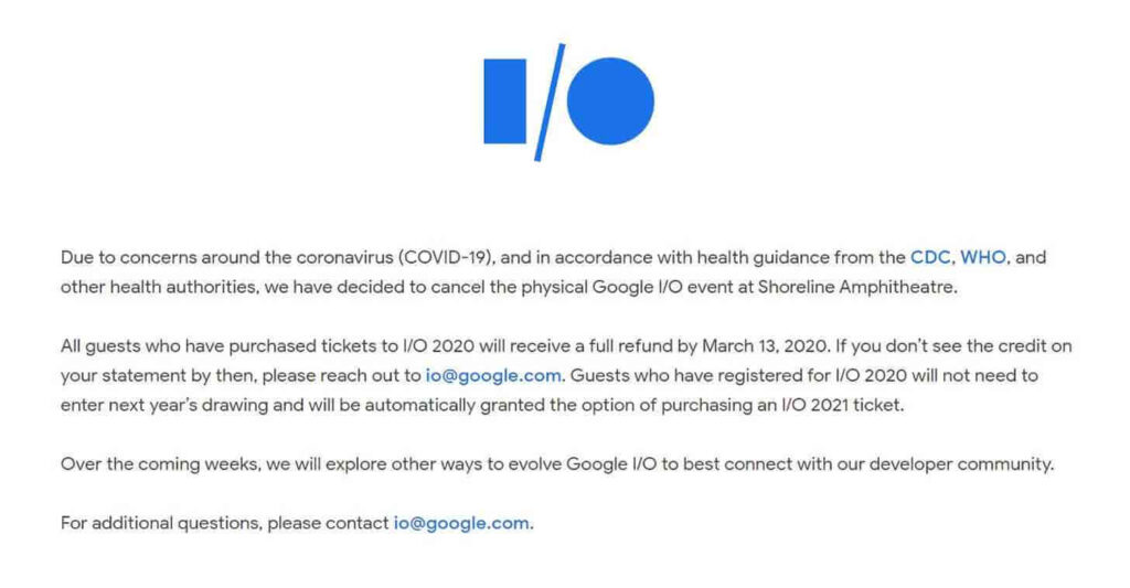 google io cancelado