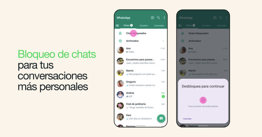 whatsapp bloqueo de chats